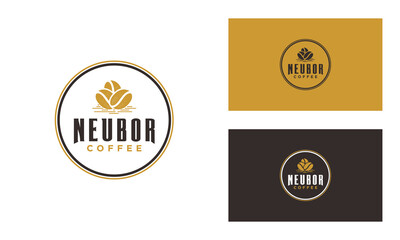 hand draw Coffee bean logo design vector