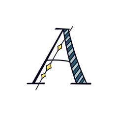 Simple hand lettering of the letter A, vector illustration