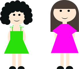 cartoon girls in dresses