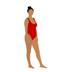 Female character in a red swimsuit on a white background