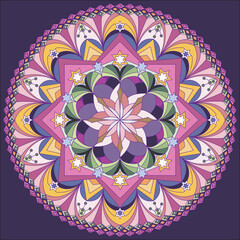 Circle mandala with vibrant, vintage colors. Colorful card, wallpaper. Relax and meditation poster. Enjoy! Eps 10.	