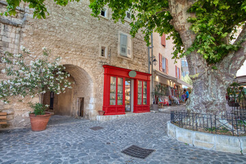 Moustiers-Sainte-Marie village in Provence, Provence-Alpes-Cote d`Azur, France, member of most beautiful villages of France