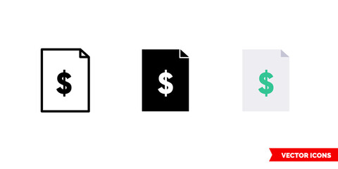 Profit report icon of 3 types. Isolated vector sign symbol.