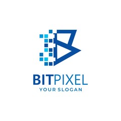 Letter B Bit pixel Technology Logo Vector Design