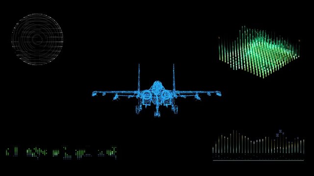 A Animated 3d Blue Print Model Of A Fighter Jet In Space