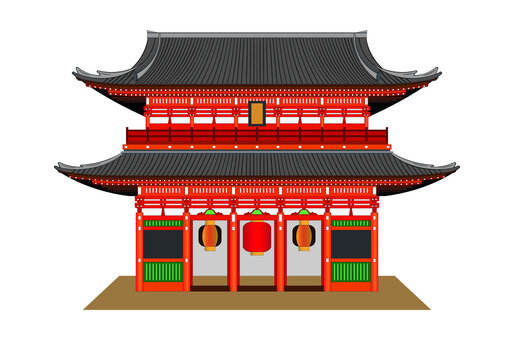 tokyo symbols asakusa temple gate drawing in vector