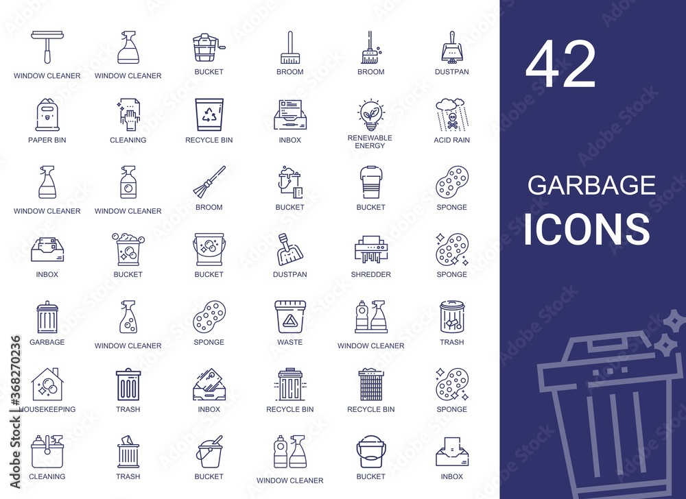 Poster garbage icons set