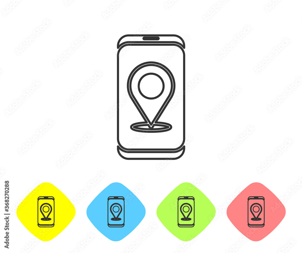 Aufkleber grey line infographic of city map navigation icon isolated on white background. mobile app interface