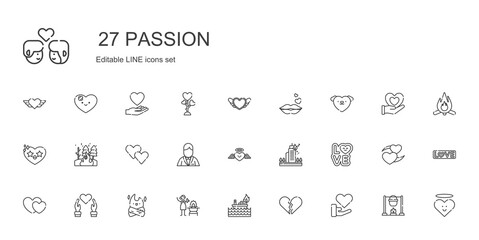 passion icons set