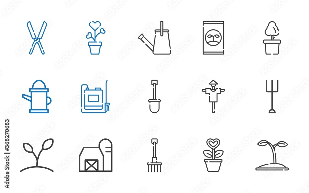 Sticker gardening icons set