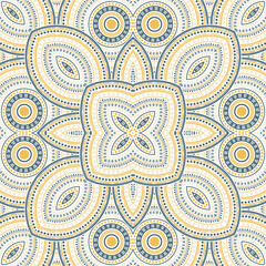 Intricate moroccan zellige tile seamless pattern. Ethnic geometric vector swatch. Carpet print design. Traditional moroccan zellige tilework endless pattern. Line art graphic background.