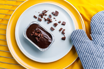 chocolate soft cake on plate