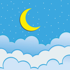 Obraz na płótnie Canvas cloud moon and star drawing in vector