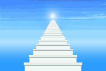 Stairs to or from heaven drawing in vector