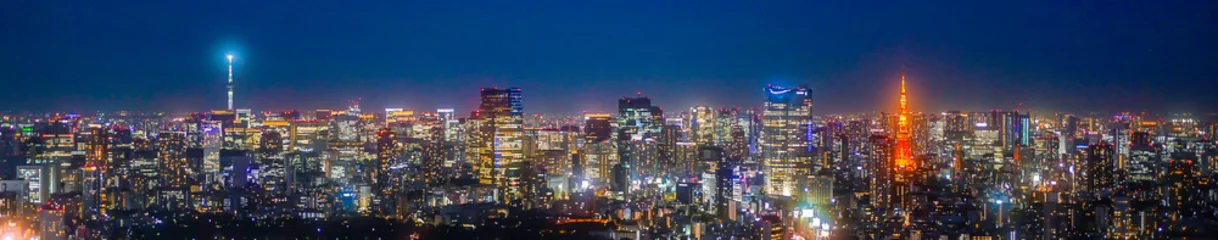 Fototapete Rund Nachtansicht von Tokio, Japan, Panoramablick © 拓也 神崎
