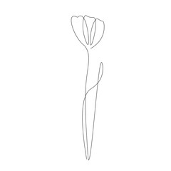 Flower silhouette one line drawing. Vector illustration