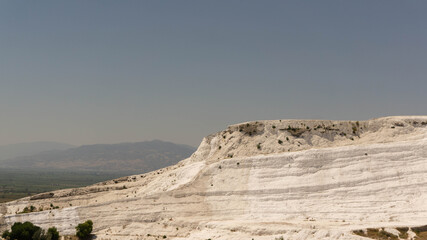 incredibly beautiful white rock in pamukkale, summer day