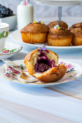 Freshly  baked blackberry and almond friands