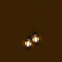 Eid al Adha lamp decoration vector