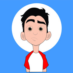 Cartoon Boy with a red shirt with a blue background