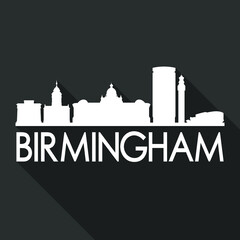 Fototapeta premium Birmingham Flat Icon Skyline Silhouette Design City Vector Art Famous Buildings.