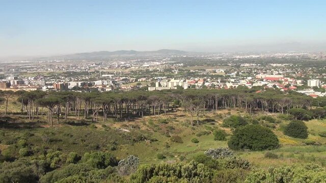 Summer day video of Cape Town panorama shot from Rhodes Memorial, Western Cape, South Africa