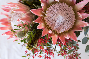 Vase of native flowers at christmas time
