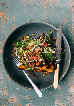 Delicious Bowl Of Salad From Above.