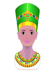 Neferneferuaten or Nefertiti The famous Egyptian queen of Pharaoh Akhenaten drawing in vector with cartoon eyes