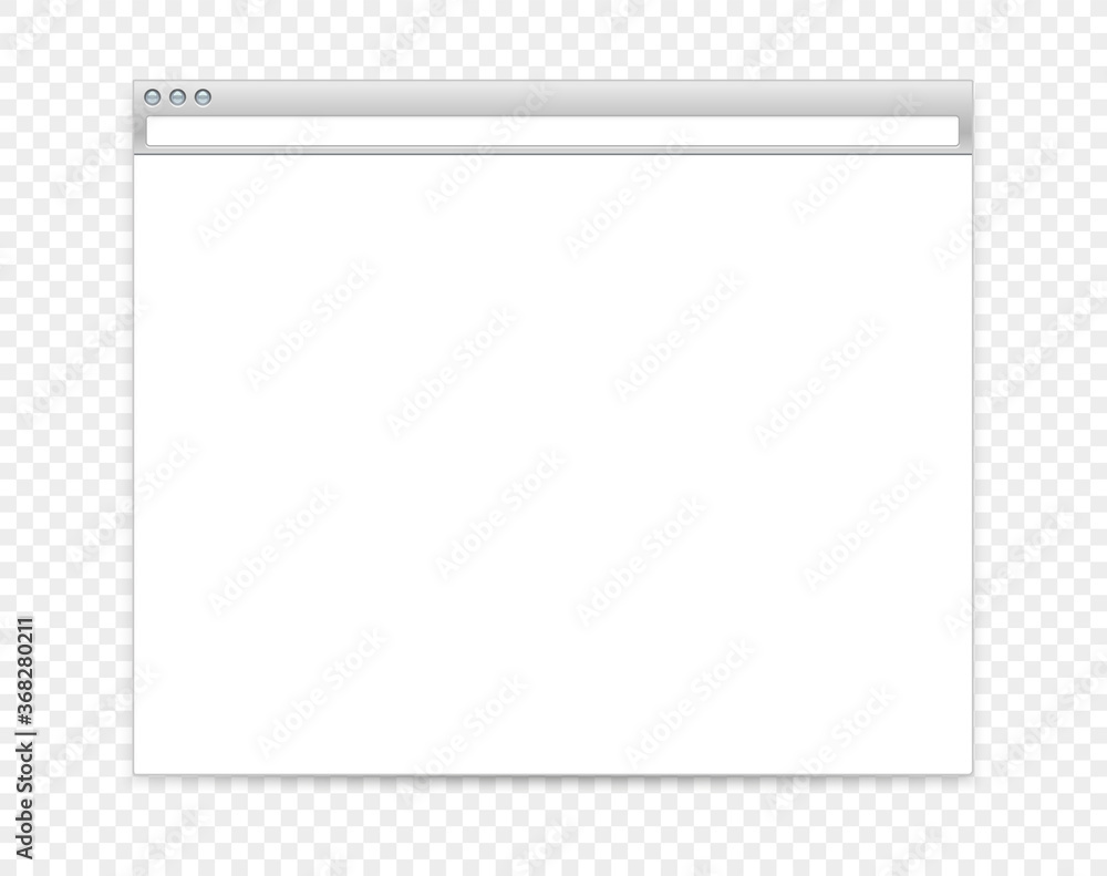 Poster Empty web browser window isolated on transparent background. Template for any content