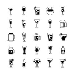 bundle of drinks collection set icons