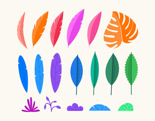 Fototapeta premium Vector design elements set. Collection of color leaves