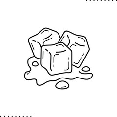 melting ice cubes vector icon in outlines