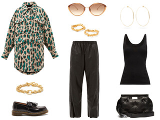 A clothing collage. The collage consists of fashionable clothes in prepared look and was made...