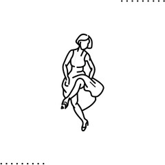 Woman dancing charleston vector icon in outlines