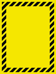 Black and yellow striped blank warning sign, 3:4 aspect ratio rectangular frame for your message or image. EPS8 vector, variant No. 3