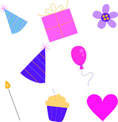 birthday elements vector 