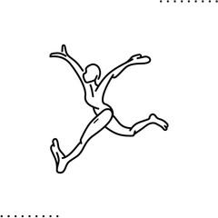 Fototapeta na wymiar Happy marathon runner vector icon in outlines