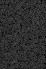 White lined leaves pattern style, flat line vector and illustration on black background.