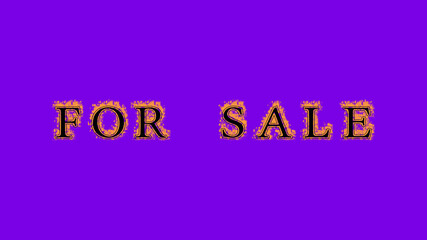 for sale fire text effect violet background. animated text effect with high visual impact. letter and text effect. Alpha Matte. 