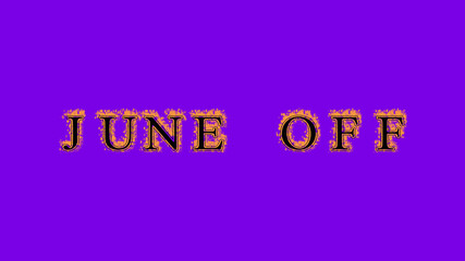 june off fire text effect violet background. animated text effect with high visual impact. letter and text effect. Alpha Matte. 