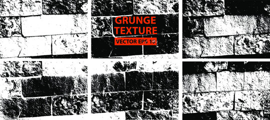 Bricks texture. Stone background.Grunge texture. Grunge black and white vector overlay. Grungy grainy surface.