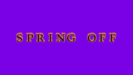 spring off fire text effect violet background. animated text effect with high visual impact. letter and text effect. Alpha Matte. 