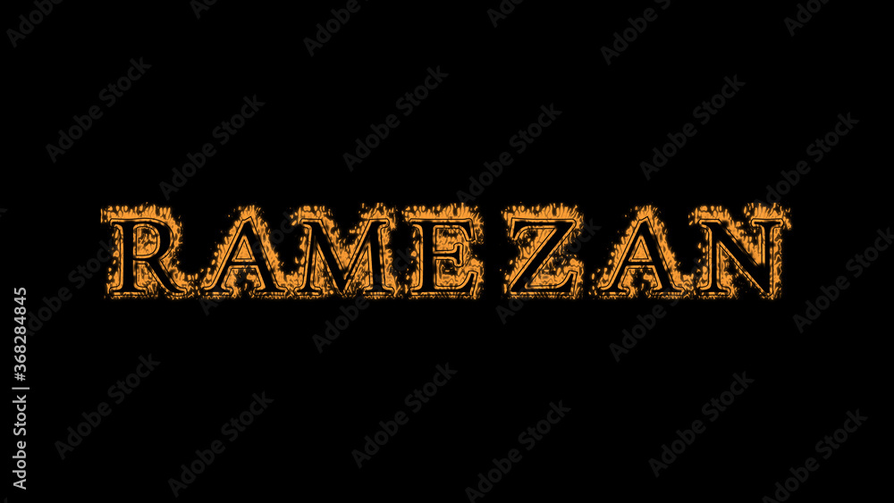 Fototapete ramezan fire text effect black background. animated text effect with high visual impact. letter and 
