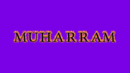 muharram fire text effect violet background. animated text effect with high visual impact. letter and text effect. Alpha Matte. 