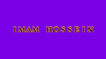 imam hossein fire text effect violet background. animated text effect with high visual impact. letter and text effect. Alpha Matte. 