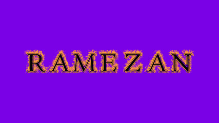 ramezan fire text effect violet background. animated text effect with high visual impact. letter and text effect. Alpha Matte. 