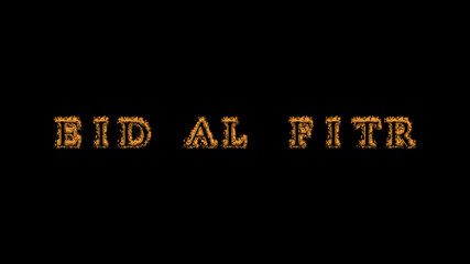eid al fitr fire text effect black background. animated text effect with high visual impact. letter and text effect. Alpha Matte. 