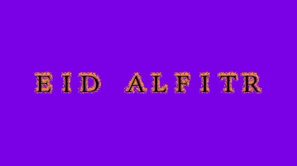 eid alfitr fire text effect violet background. animated text effect with high visual impact. letter and text effect. Alpha Matte. 