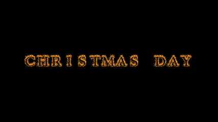christmas day fire text effect black background. animated text effect with high visual impact. letter and text effect. Alpha Matte. 